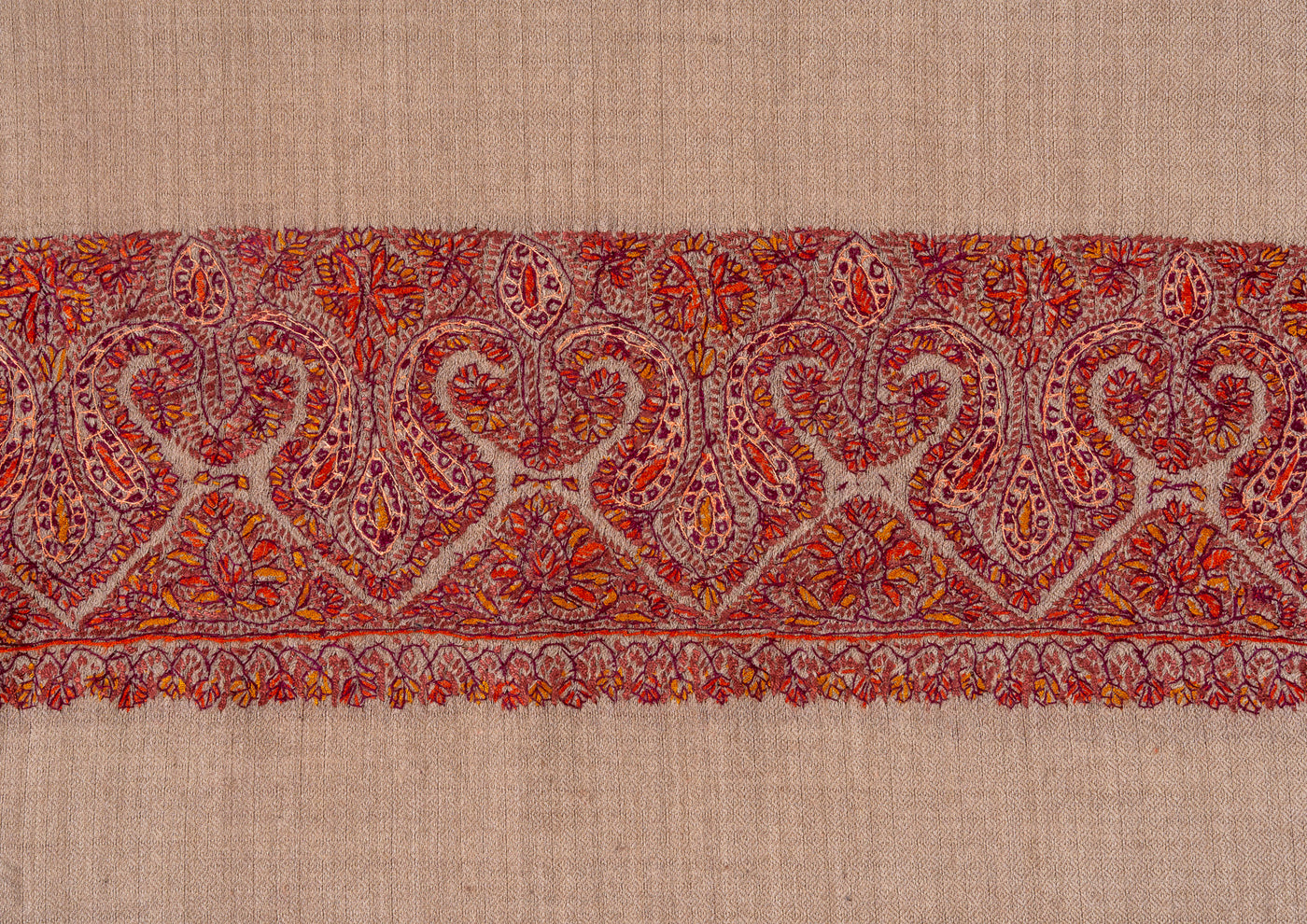 Tawny Grace — 2.5 Yards Sozni Hand-Embroidered Shawl