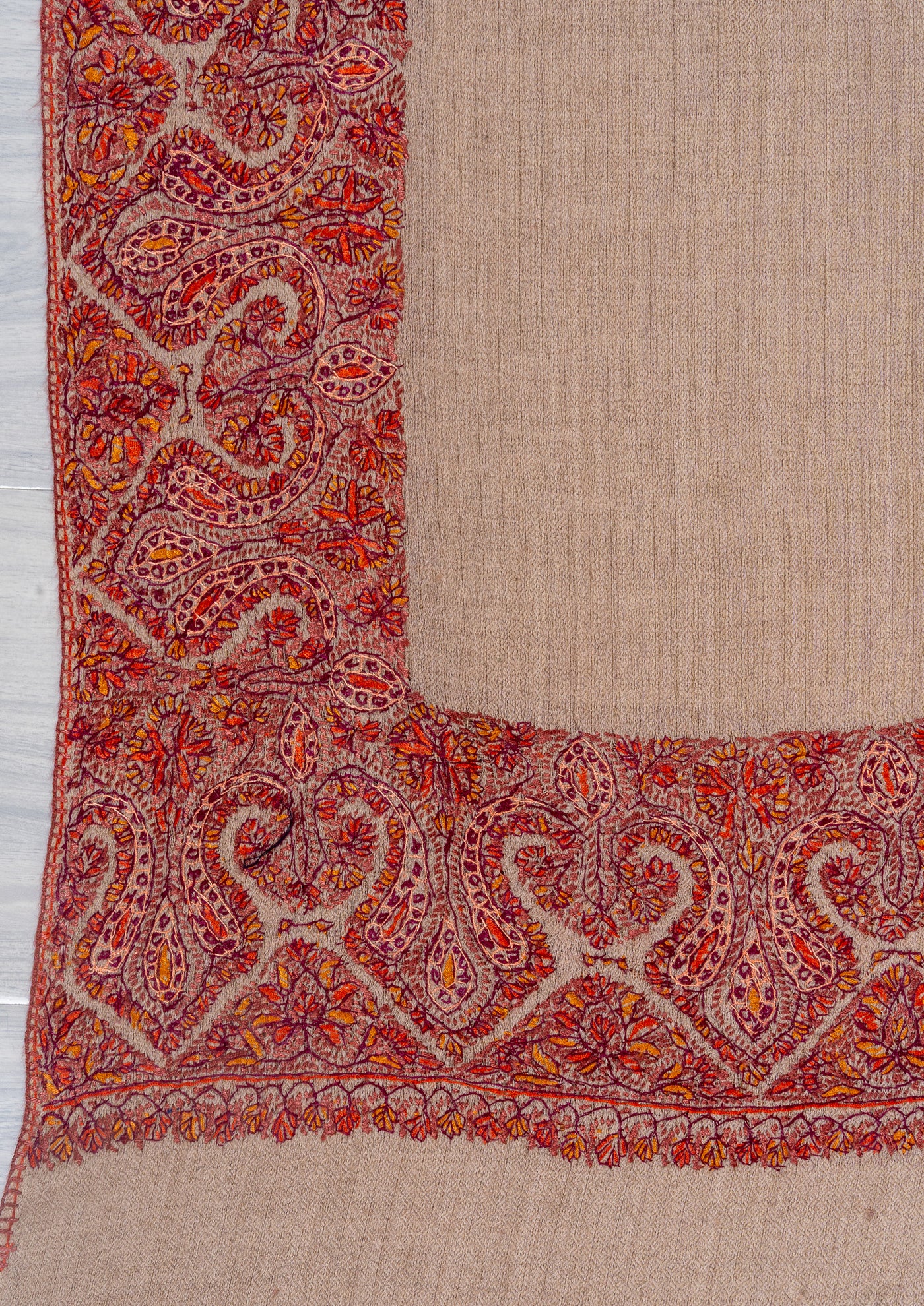 Tawny Grace — 2.5 Yards Sozni Hand-Embroidered Shawl