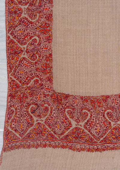 Tawny Grace — 2.5 Yards Sozni Hand-Embroidered Shawl