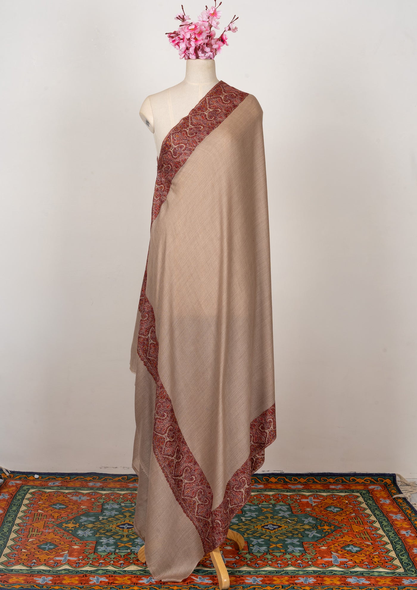 Tawny Grace — 2.5 Yards Sozni Hand-Embroidered Shawl