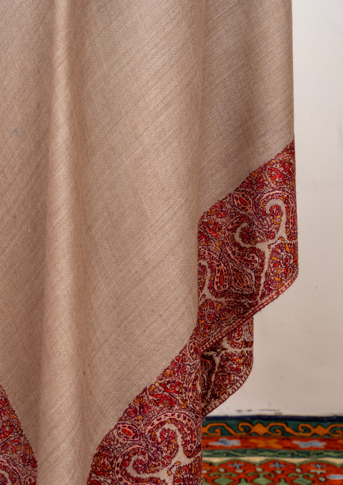 Tawny Grace — 2.5 Yards Sozni Hand-Embroidered Shawl