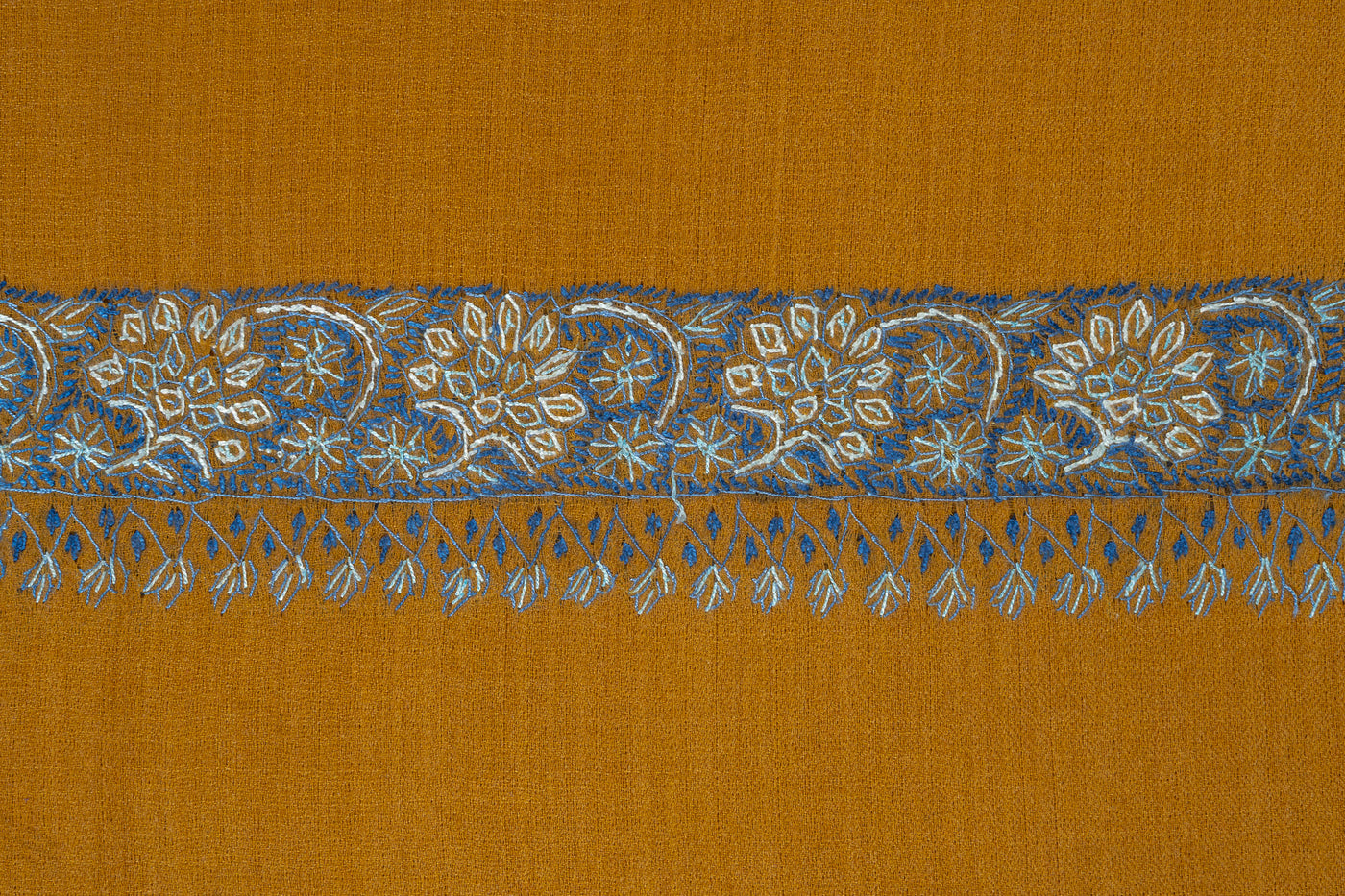Mustard Bloom — 2.5 Yards Sozni Hand-Embroidered Shawl