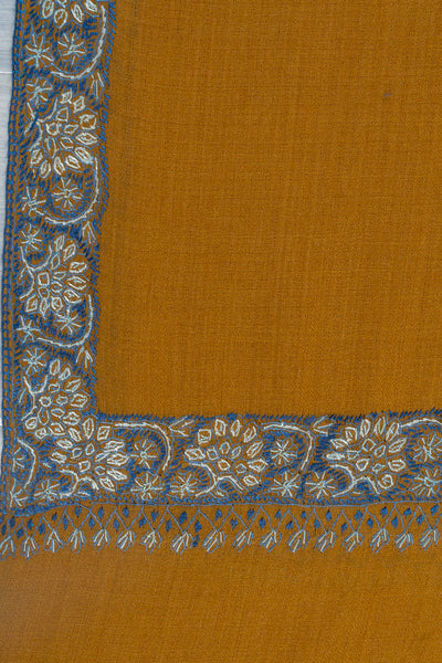 Mustard Bloom — 2.5 Yards Sozni Hand-Embroidered Shawl