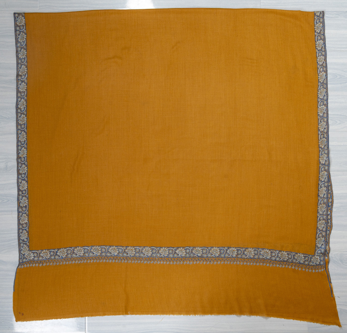 Mustard Bloom — 2.5 Yards Sozni Hand-Embroidered Shawl