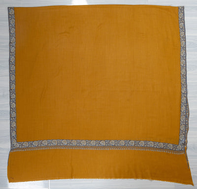 Mustard Bloom — 2.5 Yards Sozni Hand-Embroidered Shawl
