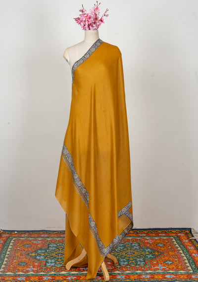 Mustard Bloom — 2.5 Yards Sozni Hand-Embroidered Shawl