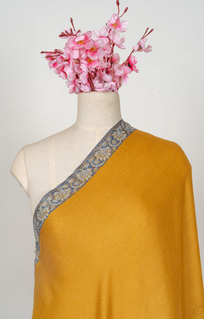 Mustard Bloom — 2.5 Yards Sozni Hand-Embroidered Shawl