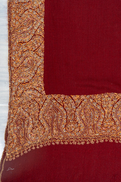 Ruby Reverie — 2.5 Yards Sozni Hand-Embroidered Shawl