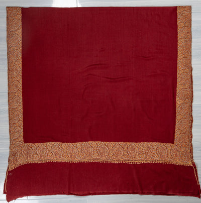 Ruby Reverie — 2.5 Yards Sozni Hand-Embroidered Shawl