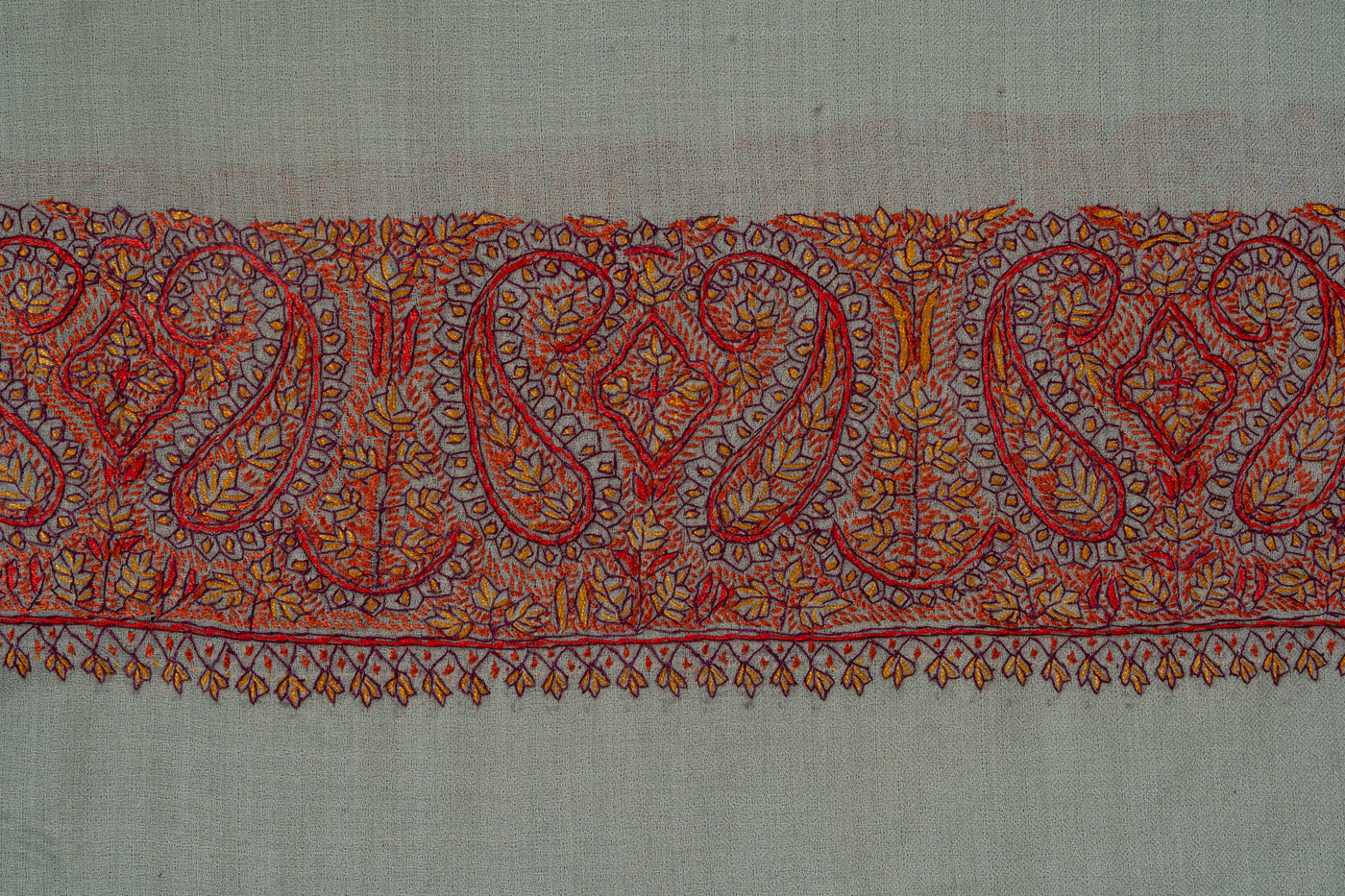 Mist Fern — 2.5 Yards Sozni Hand-Embroidered Shawl