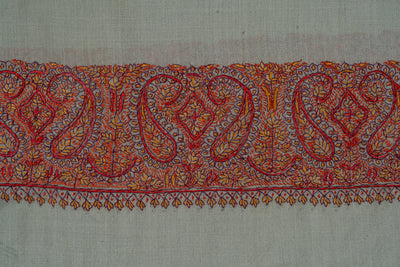 Mist Fern — 2.5 Yards Sozni Hand-Embroidered Shawl