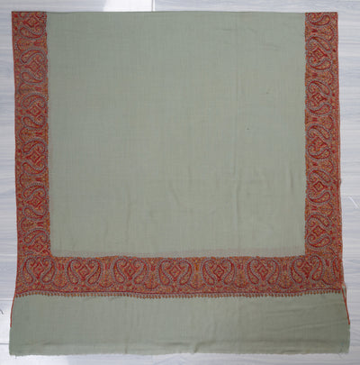 Mist Fern — 2.5 Yards Sozni Hand-Embroidered Shawl