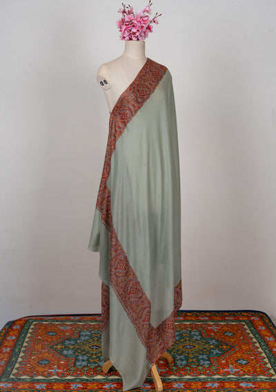 Mist Fern — 2.5 Yards Sozni Hand-Embroidered Shawl