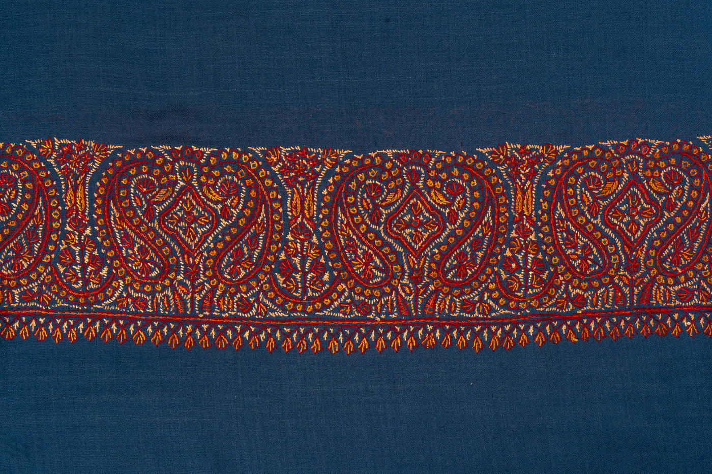 Azure Bloom — 2.5 Yards Sozni Hand-Embroidered Shawl