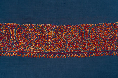 Azure Bloom — 2.5 Yards Sozni Hand-Embroidered Shawl