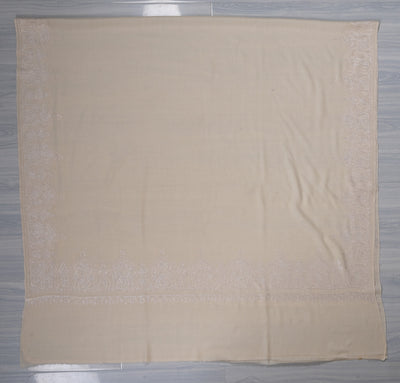 Ivory Whisper — 2.5 Yards Sozni Hand-Embroidered Shawl