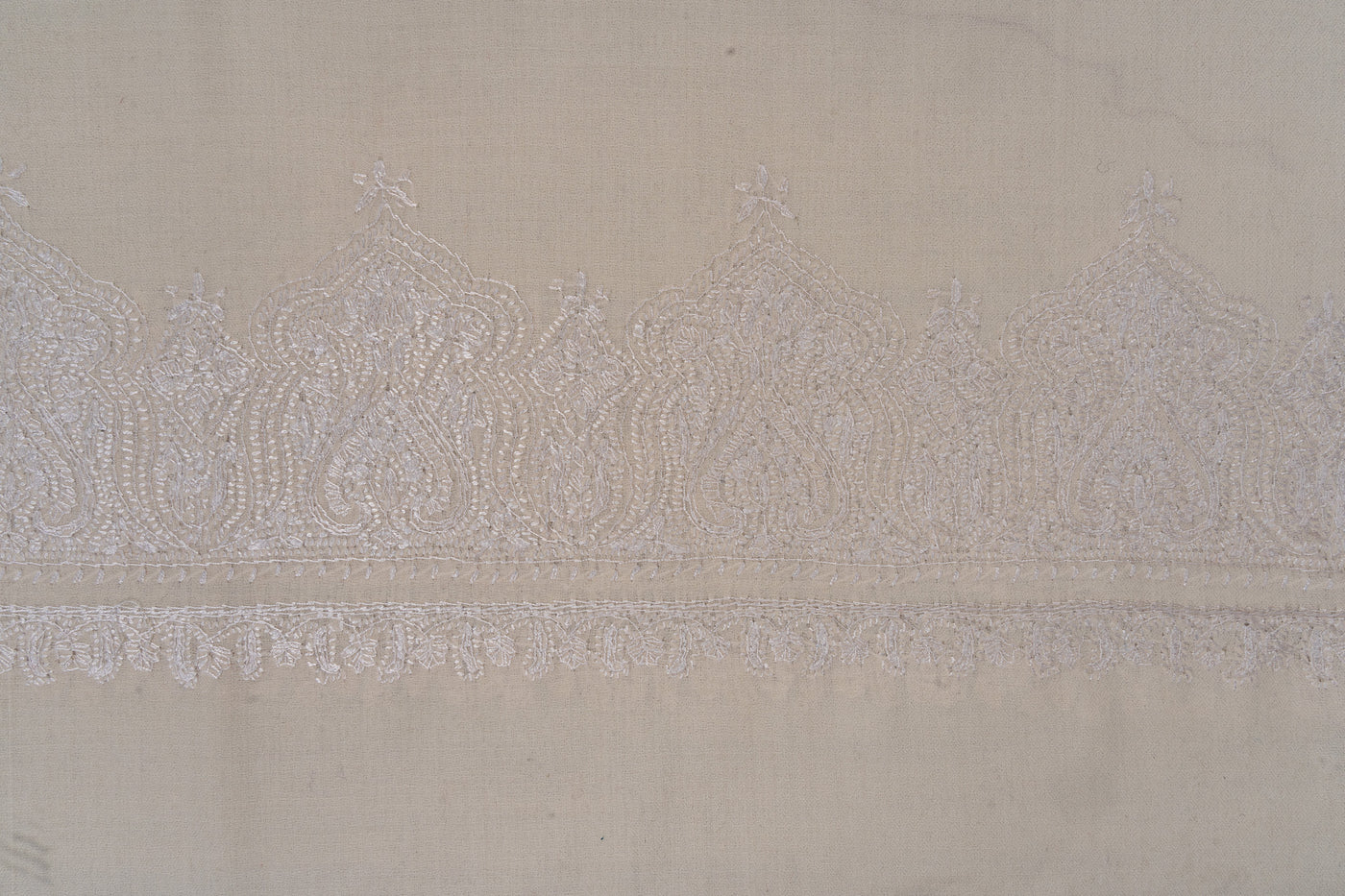 Ivory Whisper — 2.5 Yards Sozni Hand-Embroidered Shawl