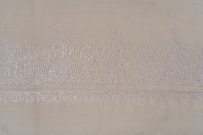Ivory Whisper — 2.5 Yards Sozni Hand-Embroidered Shawl