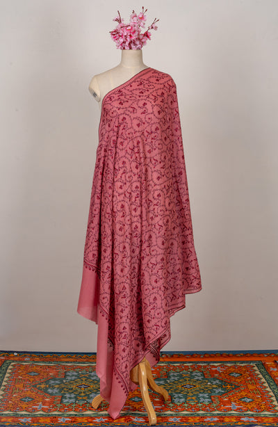 Rose Haven — 2.5 Yards Sozni Hand-Embroidered Shawl