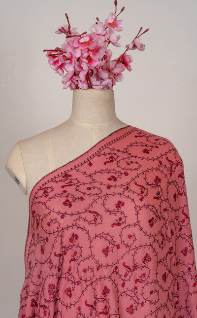 Rose Haven — 2.5 Yards Sozni Hand-Embroidered Shawl