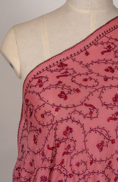 Rose Haven — 2.5 Yards Sozni Hand-Embroidered Shawl