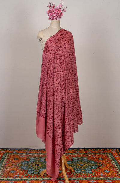 Rose Haven — 2.5 Yards Sozni Hand-Embroidered Shawl