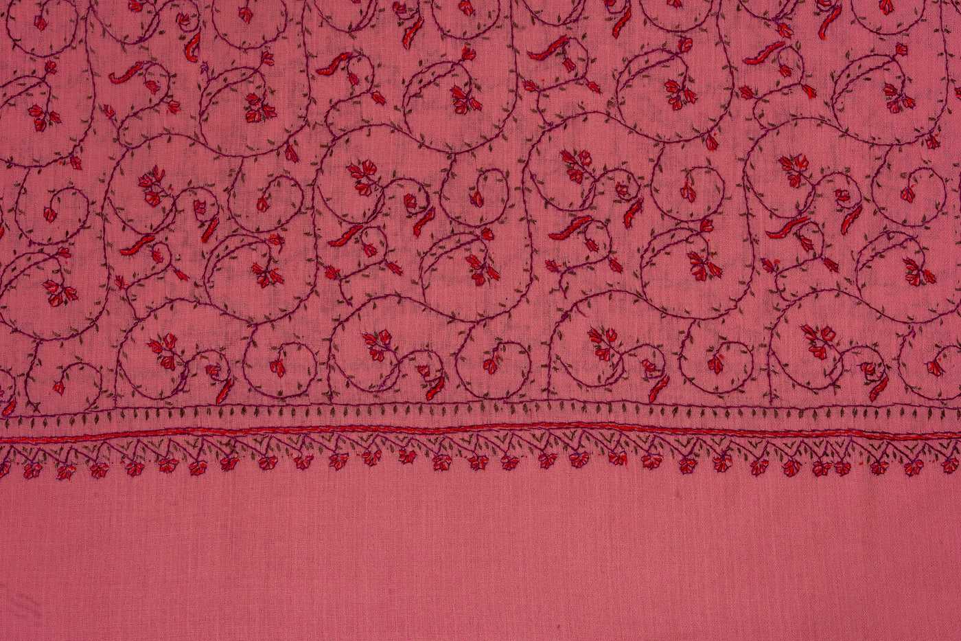 Rose Haven — 2.5 Yards Sozni Hand-Embroidered Shawl