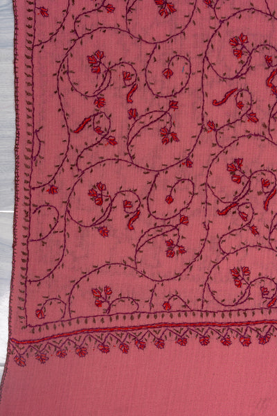 Rose Haven — 2.5 Yards Sozni Hand-Embroidered Shawl
