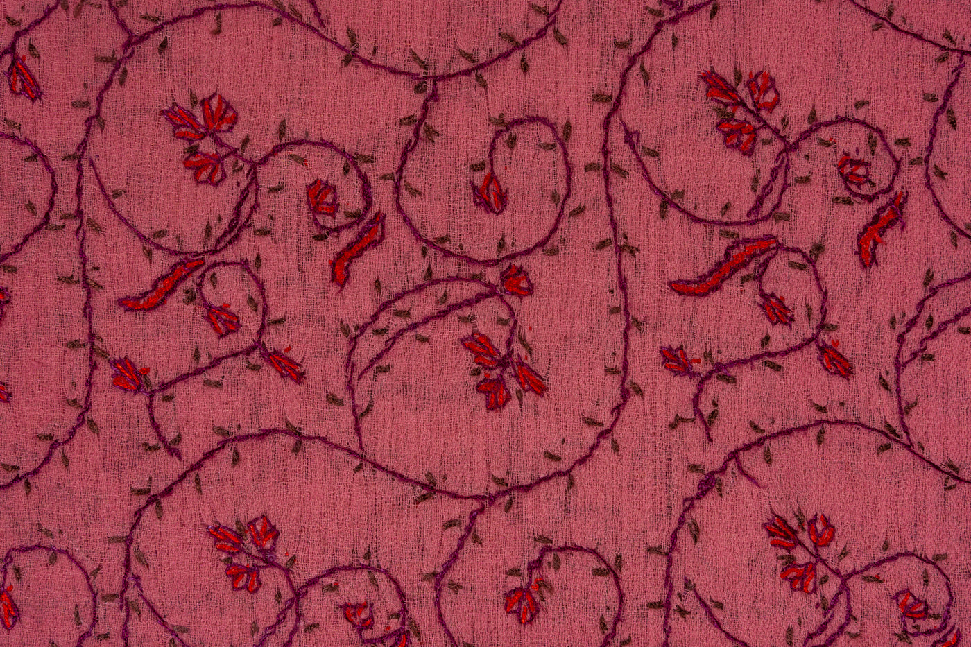 Rose Haven — 2.5 Yards Sozni Hand-Embroidered Shawl