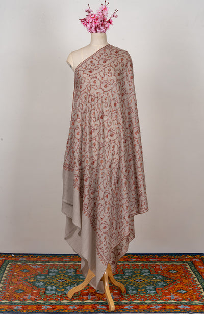 Clay Blossom — 2.5 Yards Sozni Hand-Embroidered Shawl