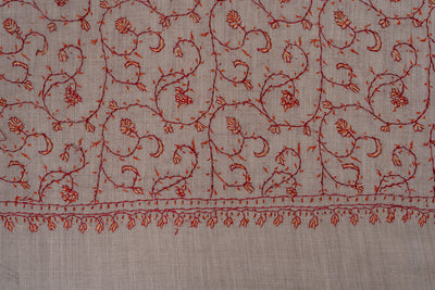 Clay Blossom — 2.5 Yards Sozni Hand-Embroidered Shawl