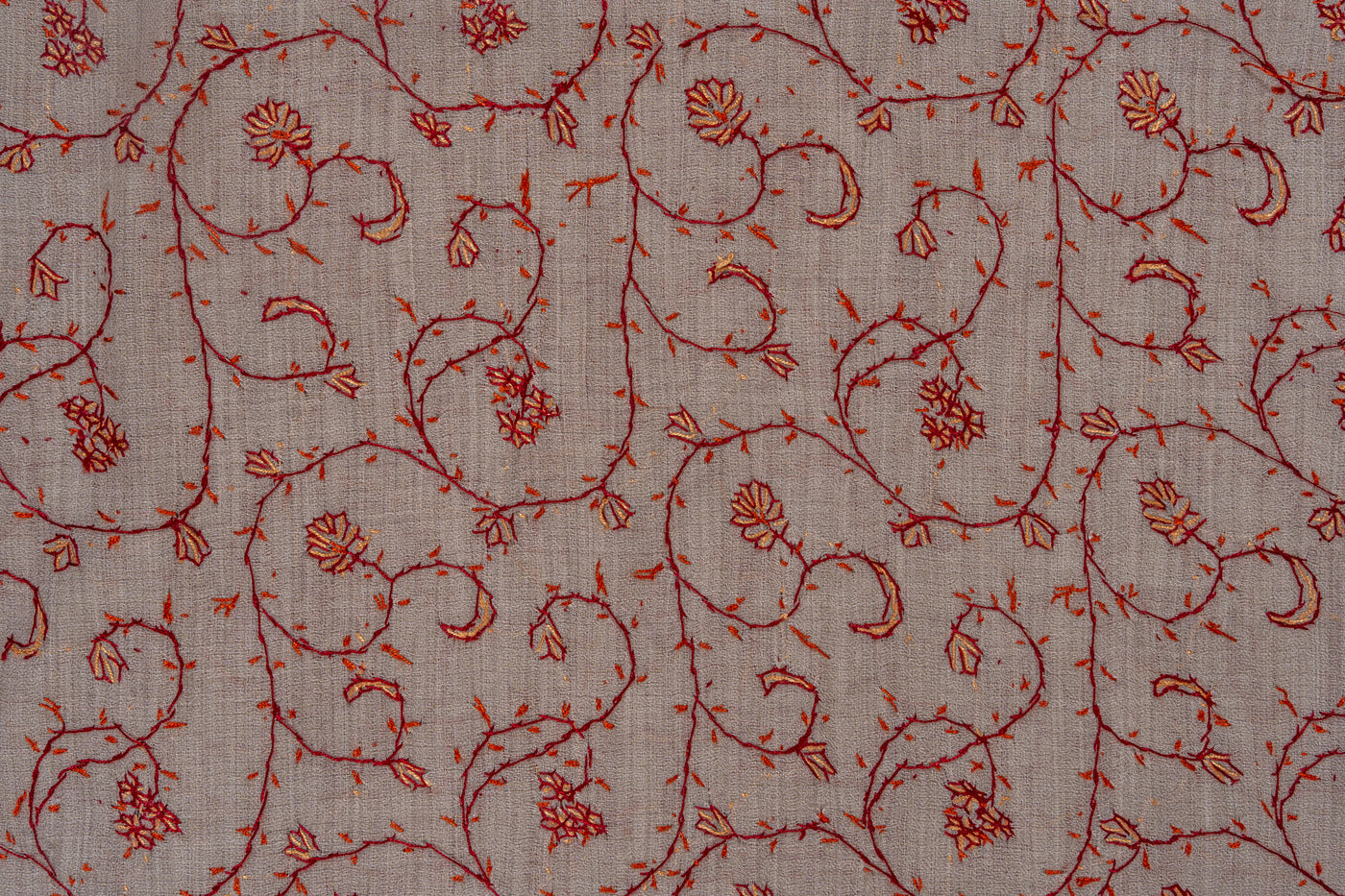 Clay Blossom — 2.5 Yards Sozni Hand-Embroidered Shawl