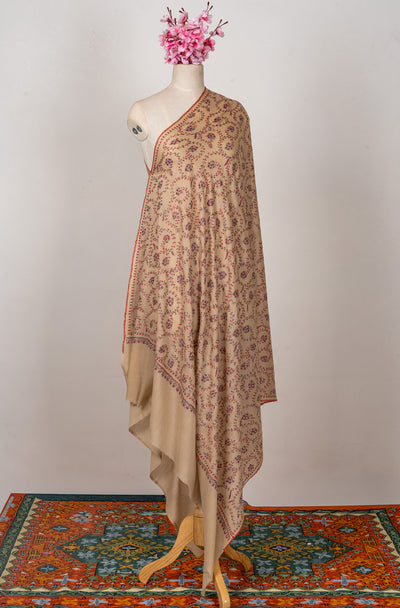 Sand Petal — 2.5 Yards Sozni Hand-Embroidered Shawl