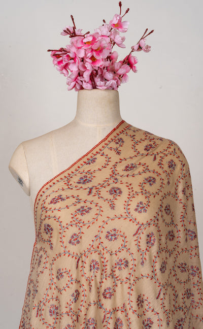 Sand Petal — 2.5 Yards Sozni Hand-Embroidered Shawl