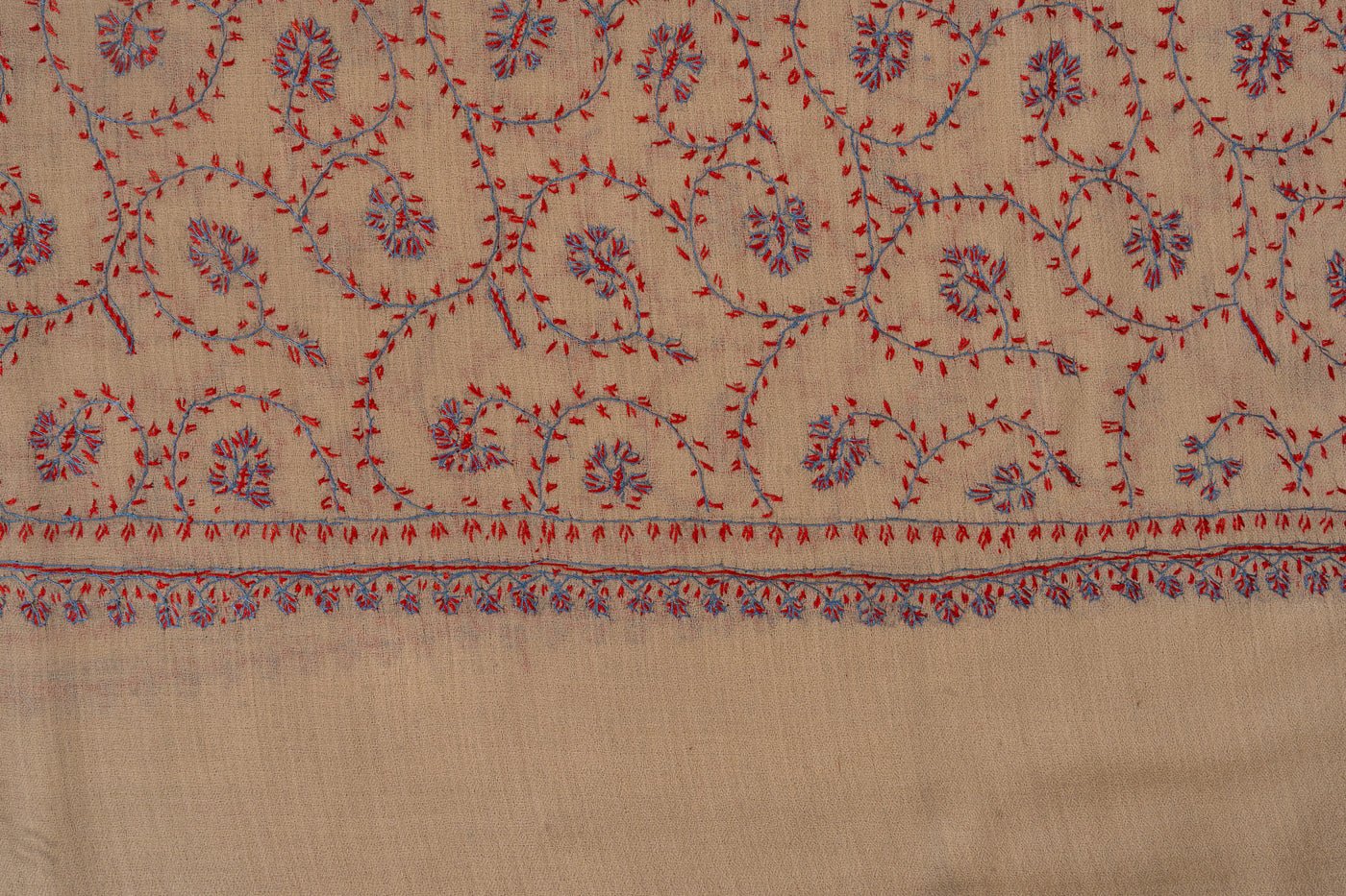 Sand Petal — 2.5 Yards Sozni Hand-Embroidered Shawl