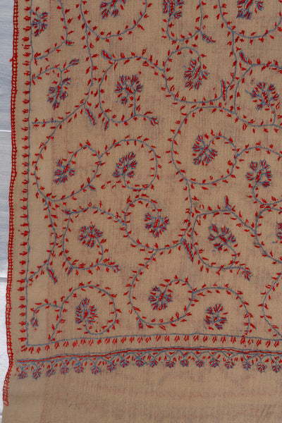 Sand Petal — 2.5 Yards Sozni Hand-Embroidered Shawl