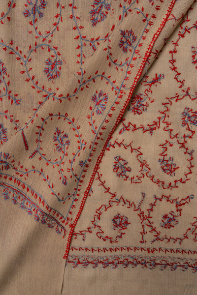 Sand Petal — 2.5 Yards Sozni Hand-Embroidered Shawl