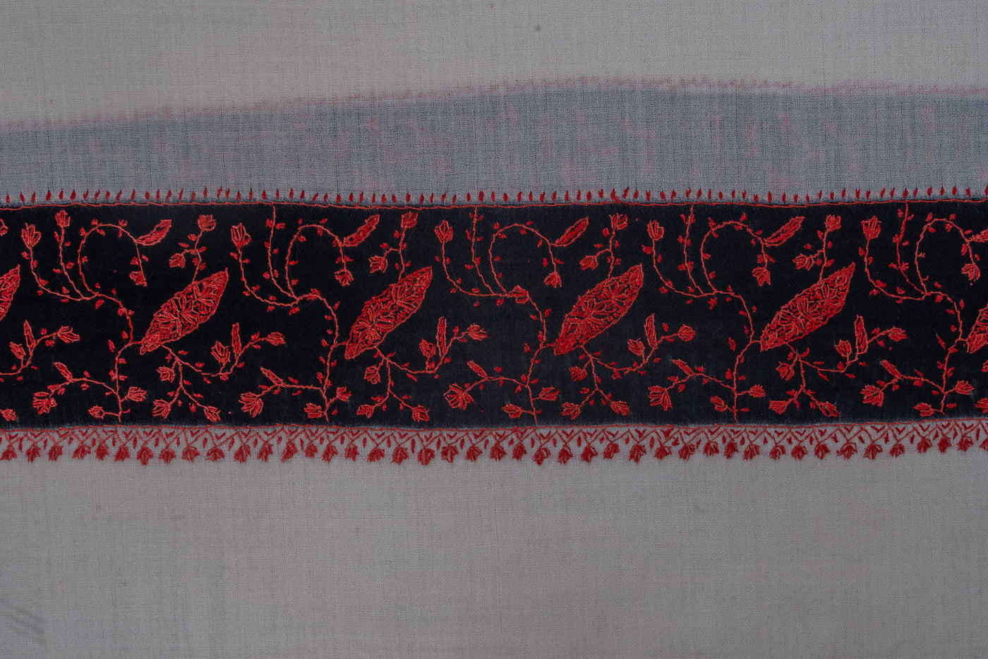 Ivory Flame — 2.5 Yards Sozni Hand-Embroidered Shawl