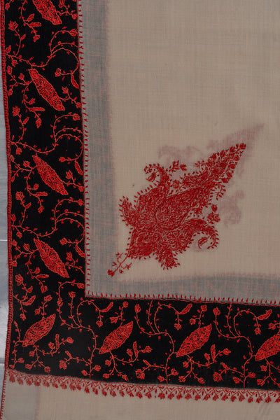 Ivory Flame — 2.5 Yards Sozni Hand-Embroidered Shawl