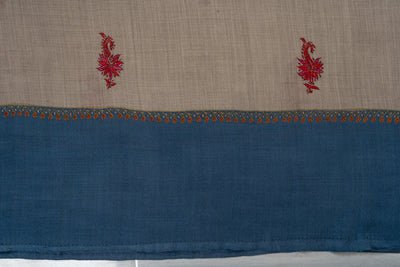 Misty Azure — 2.5 Yards Sozni Hand-Embroidered Shawl