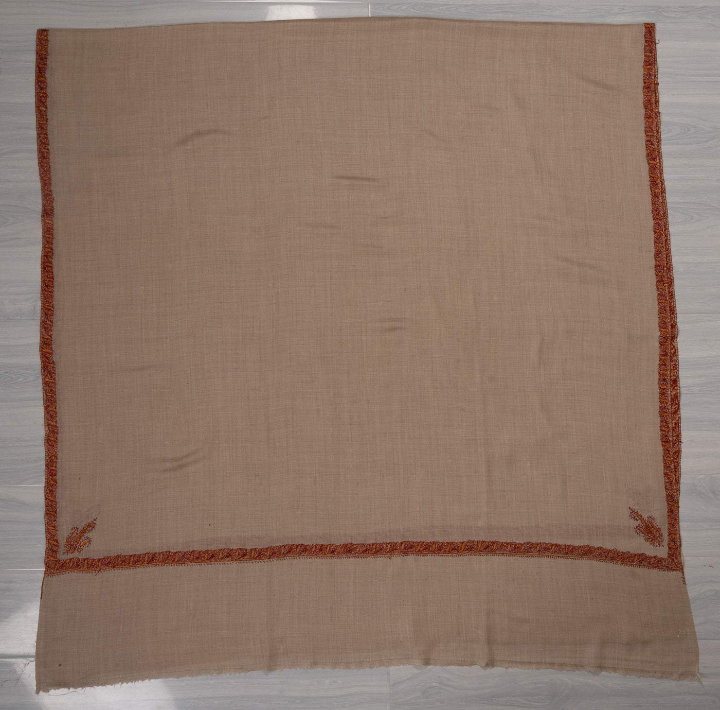 Desert Whisper — 2.5 Yards Sozni Hand-Embroidered Shawl