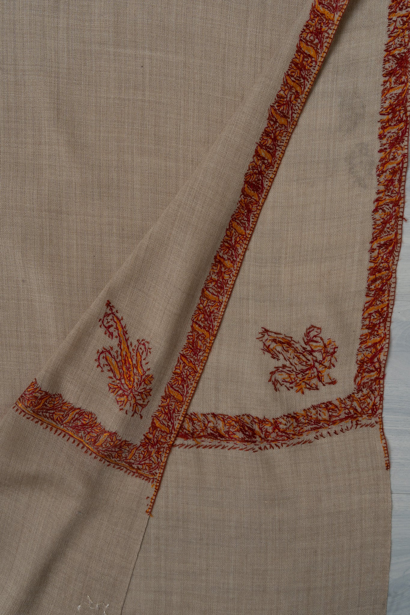 Desert Whisper — 2.5 Yards Sozni Hand-Embroidered Shawl