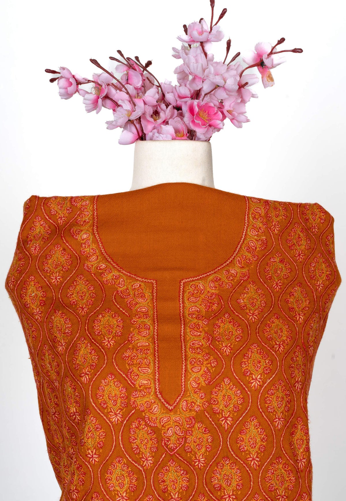 Sozni Hand Embroidered Suit in Fine Merino Wool Amber Glow