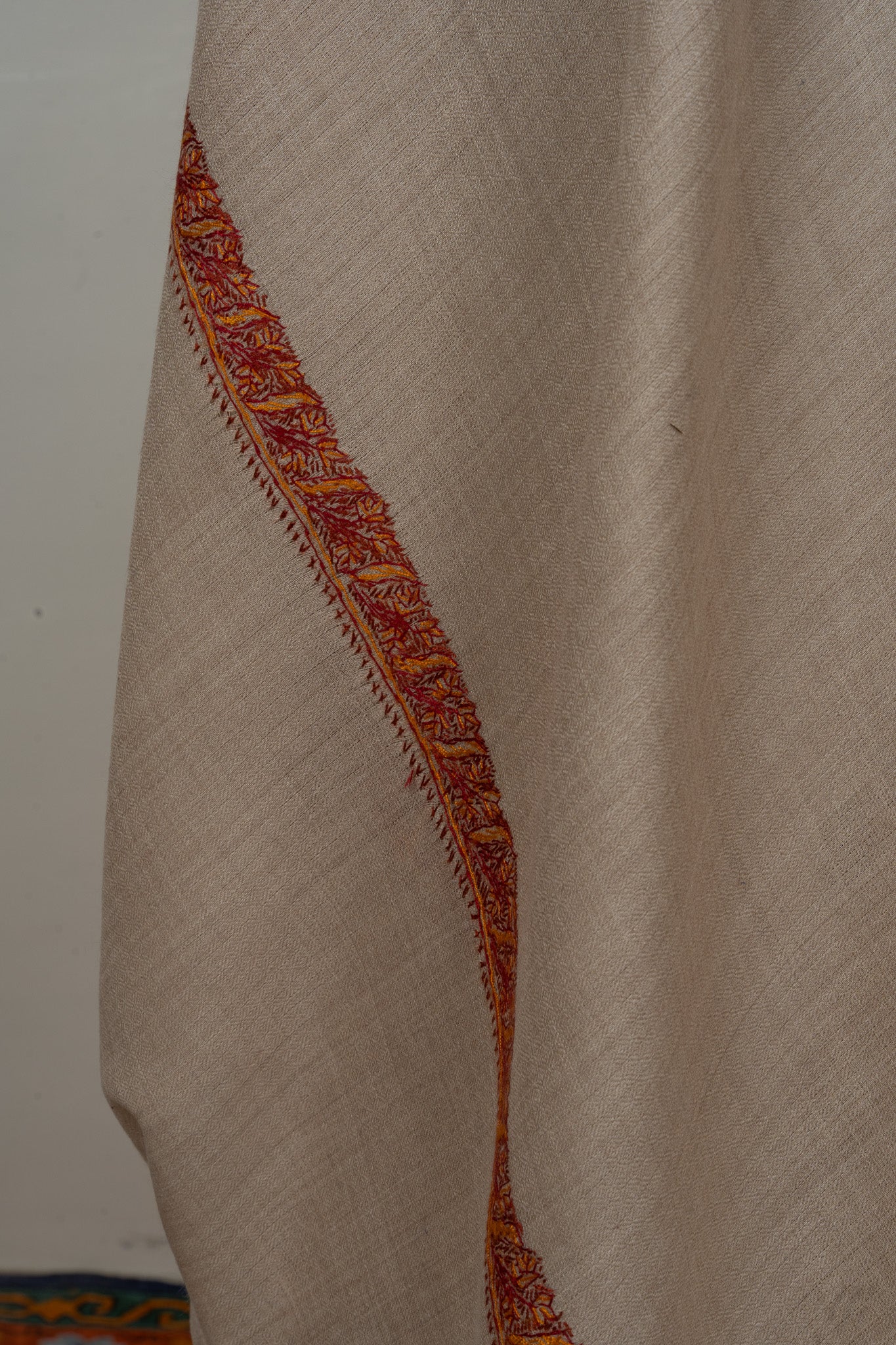 Desert Whisper — 2.5 Yards Sozni Hand-Embroidered Shawl