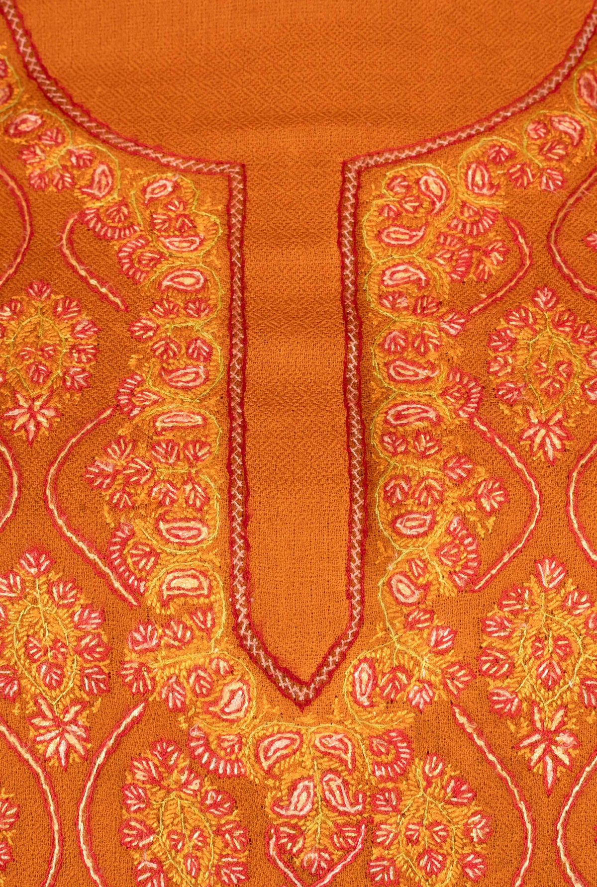 Sozni Hand Embroidered Suit in Fine Merino Wool Amber Glow