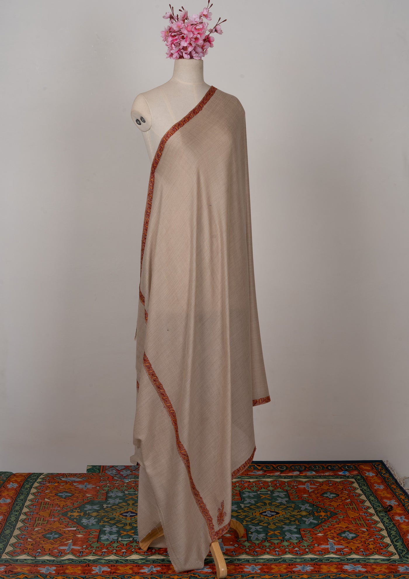 Desert Whisper — 2.5 Yards Sozni Hand-Embroidered Shawl