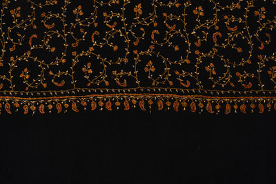 Nocturne Gold — 2.5 Yards Sozni Hand-Embroidered Shawl