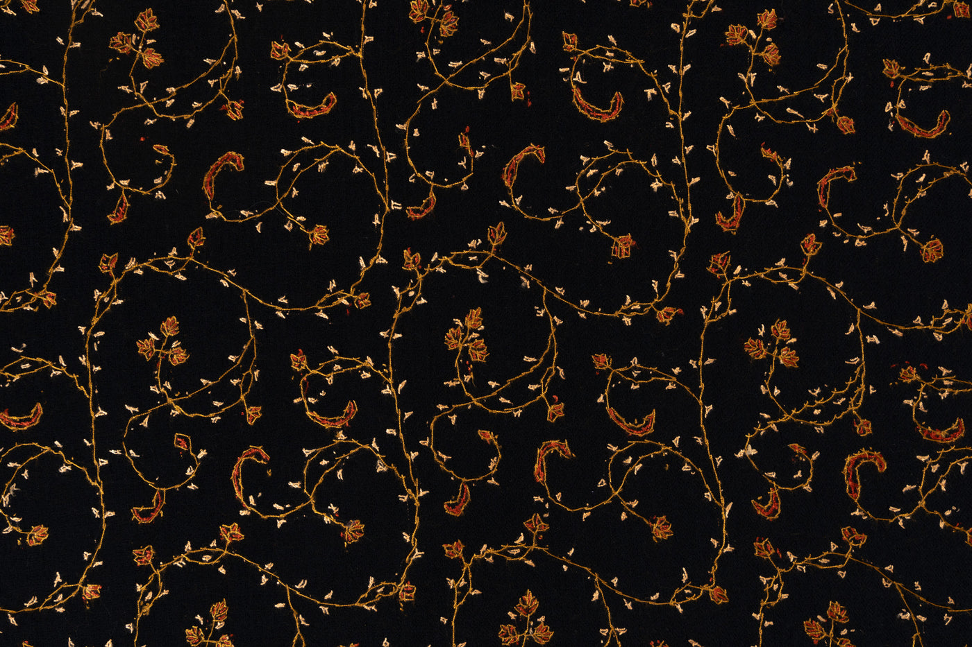 Nocturne Gold — 2.5 Yards Sozni Hand-Embroidered Shawl