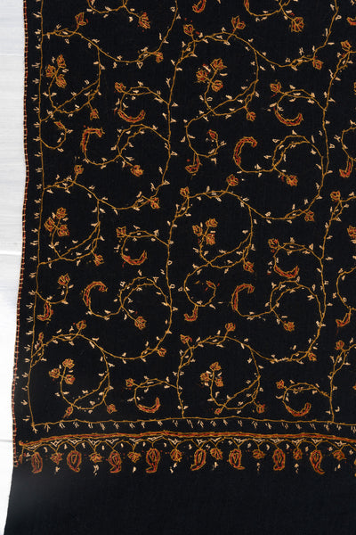 Nocturne Gold — 2.5 Yards Sozni Hand-Embroidered Shawl