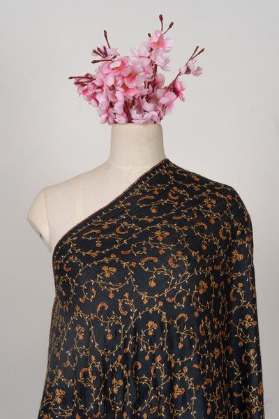 Nocturne Gold — 2.5 Yards Sozni Hand-Embroidered Shawl